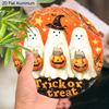 2D Flat Aluminium Halloween Sign with Adorable Ghosts Pattern - Trick or Treat Figurine Ornaments - Ideal for Front Door, Wall, Porch, Window Decor