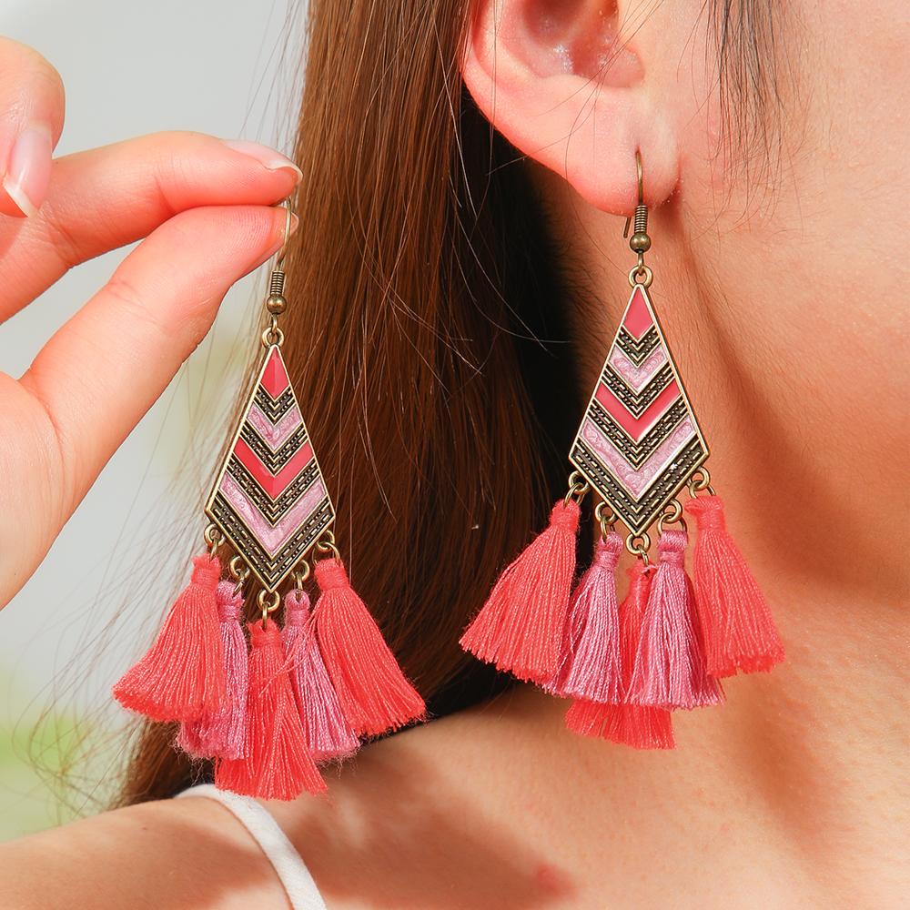 Colorful Summer Earrings for Women Dangle Drop Bohemia Tassel Earrings Vintage Chic Dainty Party Decors Daily Wear Gifts