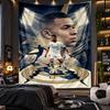 Duvara Asılan Goblen Kylian Mbappe Baskılı Kumaş Salon Yatak Odası Ev Dekorasyonu İçin