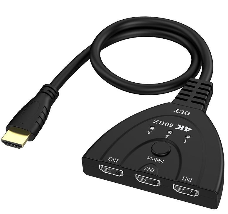 4K HDMI Three-to-One Pigtail High-Definition Switcher