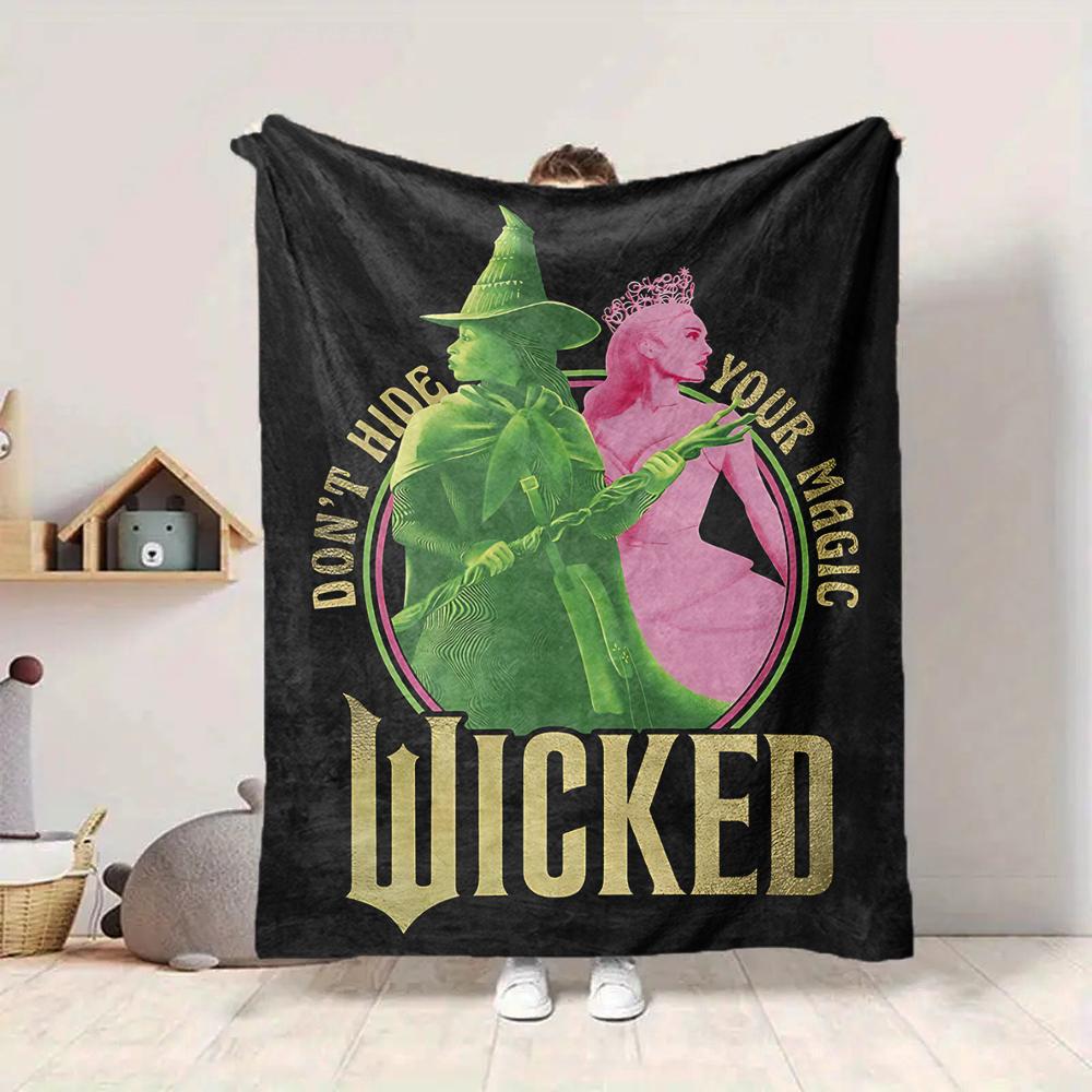 1Pc Magic Flannel Blanket, Soft And Comfortable, Casual Warm, Camping Travel, Christmas, Halloween Xmas Gift N14