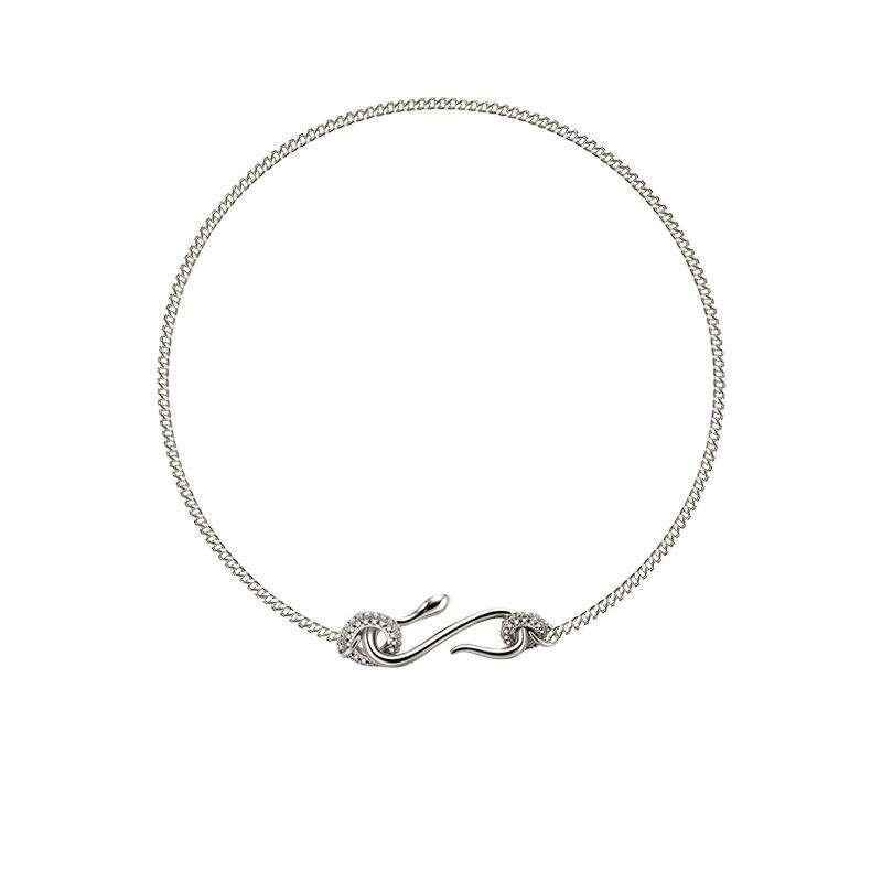 Light Luxury Personality Niche Tide Cool Full Diamond Ring Snake Necklace Neutral Simple Collarbone Neck Chain Fashion Pendant