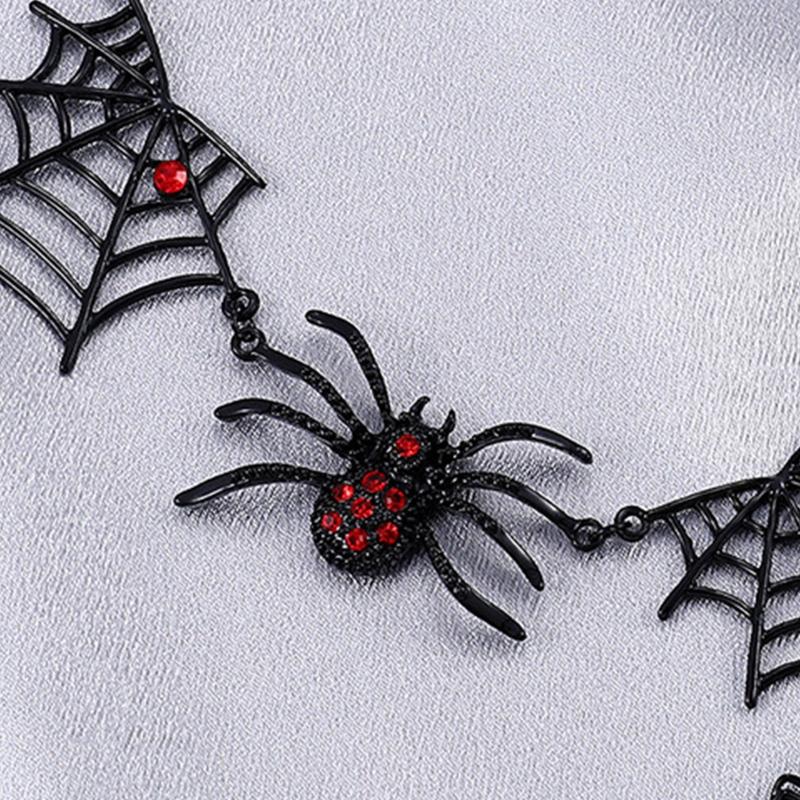 Vintage Gothic Spider Necklace Halloween Spider Net Pendant Necklace Punk Style Reptile Animal Jewelry for Women Girl
