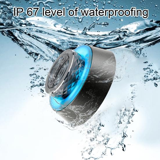 IP67 Waterproof Shower Speaker with RGB Light Rechargeable Detachable Suction Cup Stereo Sound Bathroom Bluetooth-compatible Wireless Speaker