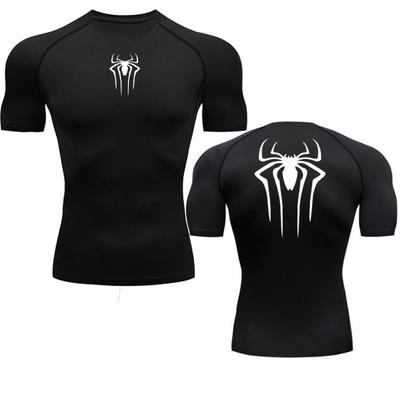 Bedruckte Herren Sport-Kompressionsshirts Sportlich Schnelltrocknend Atmungsaktiv Rash Guard Sportlich Enganliegend Workout-Tops Sommer Herren
