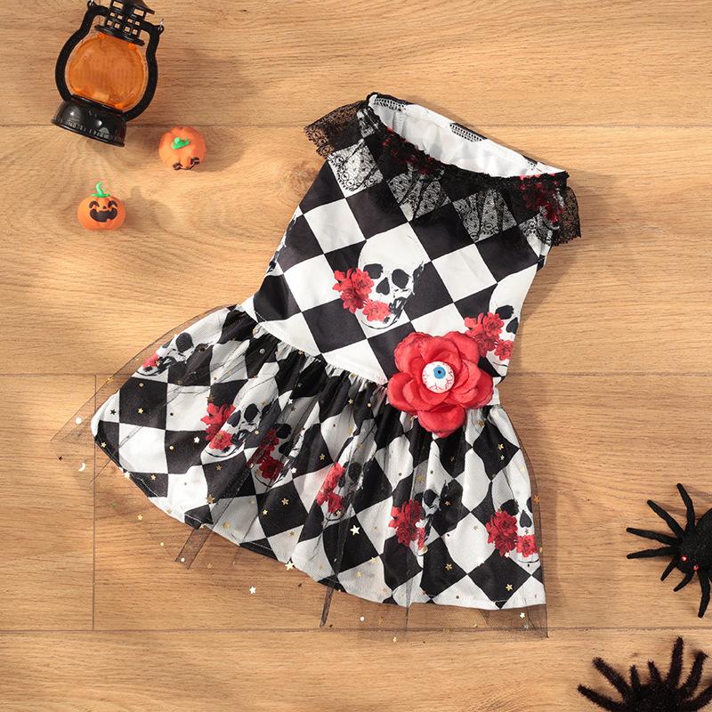 Halloween-Hundekleid mit Kürbismuster und Schleife, lustiger Rock, Chihuahua, Bichon, Hundekleider, Festival-Welpenkostüm, Haustier-Katzen-Hundekleidung