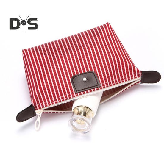 Striped Cosmetic Bag Waterproof Foldable Large Capacity Zipper Closure Dumpling Shape Portable Makeup Organizer for Travel Home Storage