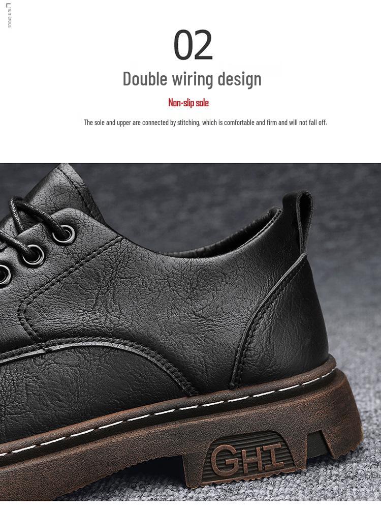 Men's 2023 Autumn Black Casual Retro Leather Shoes – Trendy Non-slip British Style