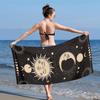 Bohemian Sun Moon Star Pattern Oversized Beach Towel - Quick-Dry Super Absorbent Lightweight for Swimming,Modern Bohemian Style