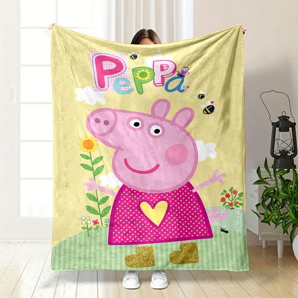 Pink floral background with Barbie branding and cheerful objects/icons. for all seasons blanket lunch break throw gift
