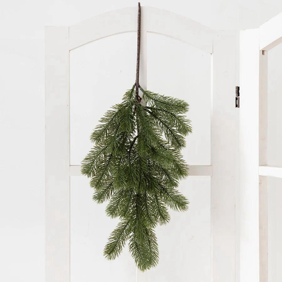 1pc Artificial Plant Pine Needle Plastic Christmas Tree Door Hanging Wreath Home Outdoor Garden Wall Diy Wedding Decor Accessory