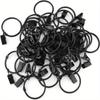 12/36/40 Stück Vorhangring mit Clip, Vorhangclip mit Ring, Aufhänger Vorhangring 33 mm/1,26 Zoll Bohrung, montierte Gardinenstange Vintage Schwarz
