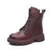 2025 autumn new handsome British side zipper platform cotton short boots locomotive boots lace-up middle help Martin boots