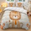 Tropical Jungle Safari Lions Tigers Giraffe Parrots Penguins Theme, Wildlife Zoo Bedding Set 3D Realistic Animal Print For Decor