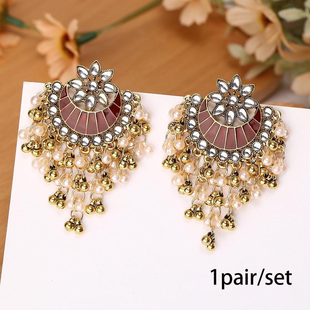 Retro Indian-Style Wind Chime Drip Oil Earrings
