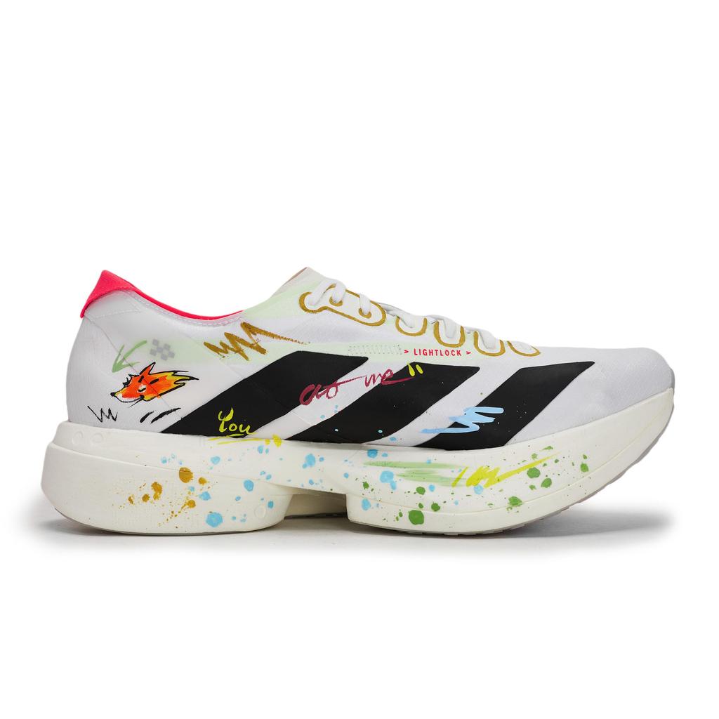 adidas Adizero Adios Pro 4 Slip Resistant Abrasion Resistant Low Top Running Shoes Unisex Black White Yellow Green JR1094(Team80-S-BOX)