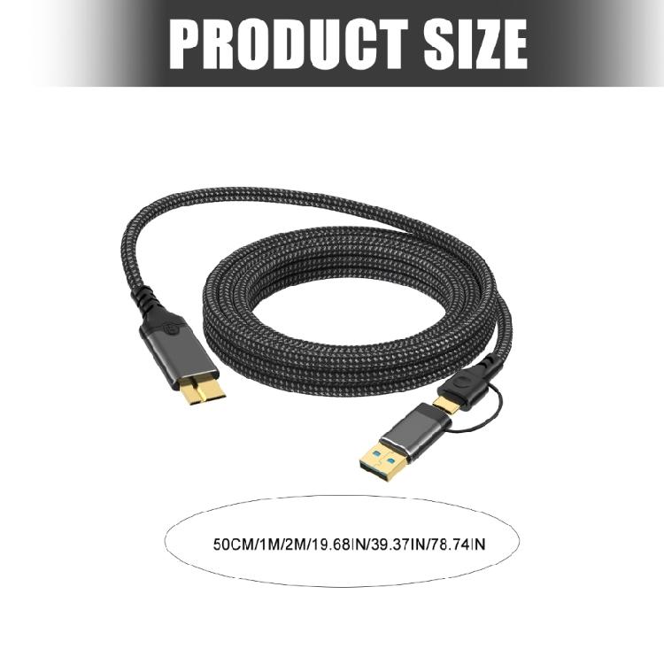USB 3.0 MicroB File Transfer Cord with Reinforced Relief, Daily Charging Cable for Routine Storage Device Use and Travel