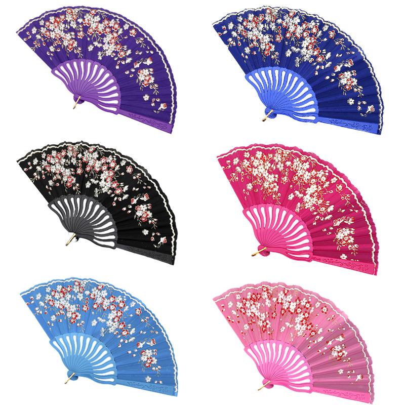 1PC Ancient Style Photography Folding Dance Performance Fan Elegant Plum Blossom Gift Plastic Classica New Chinese Style Colorful