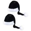 Black Plush Santa Hat Women Beanie Winter Hat Soft Slouchy Warm Christmas Hat
