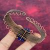 Lapis Lazuli Cuff Bracelet Copper Wire Wrapped Adjustable Bangle Gemstone Jewelry