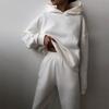 Women's Autumn/winter Hoodie Set, Solid Color Casual Sports Pants Two-piece Set
