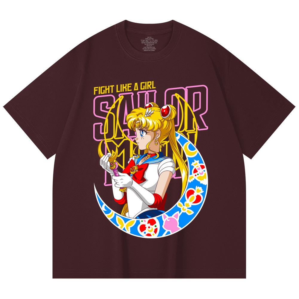 230 g/m² 100 % Baumwolle Sailor Moon V8 Minako Druck Unisex Schweres Baumwoll-T-Shirt