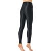 Damen Glänzende Dehnbare Leggings Breiter Elastischer Bund Unifarbene Design Yoga Pilates Fitnesshosen