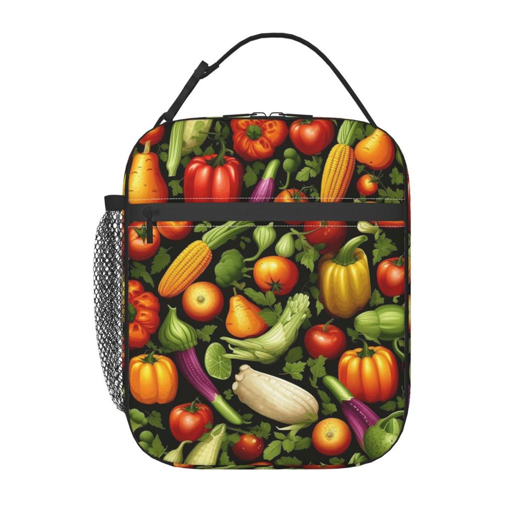 Fresh Vegetable Pattern Insulated Lunch Bag for Women Kids Portable Food Boxes Thermal Lunch Box Tote