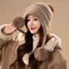 Fashion plush thread ear protection warm hat women's winter cold-proof ski cotton hat outdoor cycling knitted hairball hat