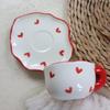 Cute Hand-Painted Ceramic Heart Coffee & Tea Cup Set