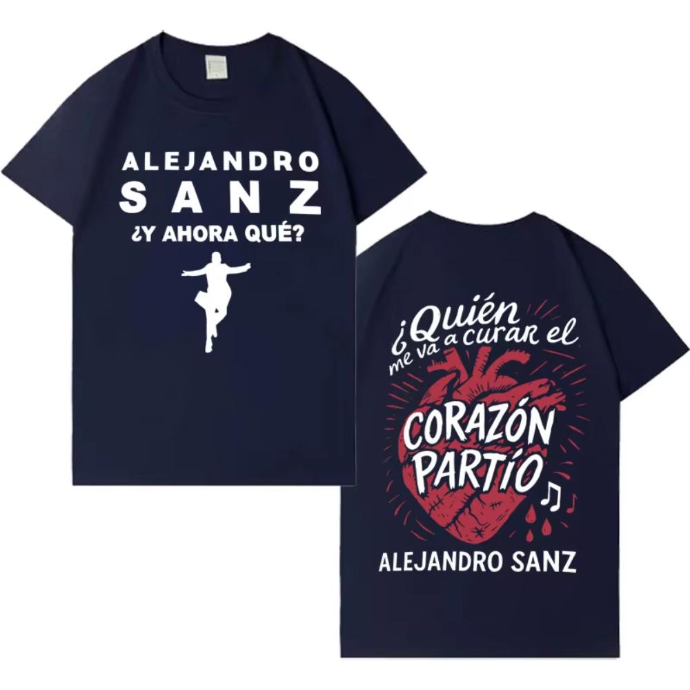 Singer Alejandro Sanz Trendy Graphics Short Sleeve Tshirt Men Women Punk Casual Y2K Clothing Fan Gifts