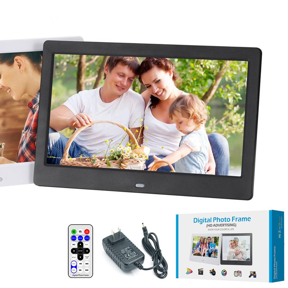 

10,1-дюймовая цифровая фоторамка, HD LED цифровое изображение/фото, воспроизведение музыки, MP3, MP4, видео, календарь, будильник, с пультом дистанционного управления, черная