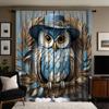 Set Of 2 Hd Garden Wind Straw Owl Decorative Curtain Blue Tie Digital Printed Home Decoration Style Living Curtains Made Polyester