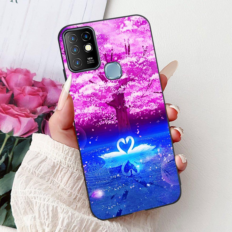 For Infinix Hot 10 Case Silicone Cute Cat Fashion Flowers Luxury Painted Back Cover For Inifnix Hot 10 Phone Case X682B X682C