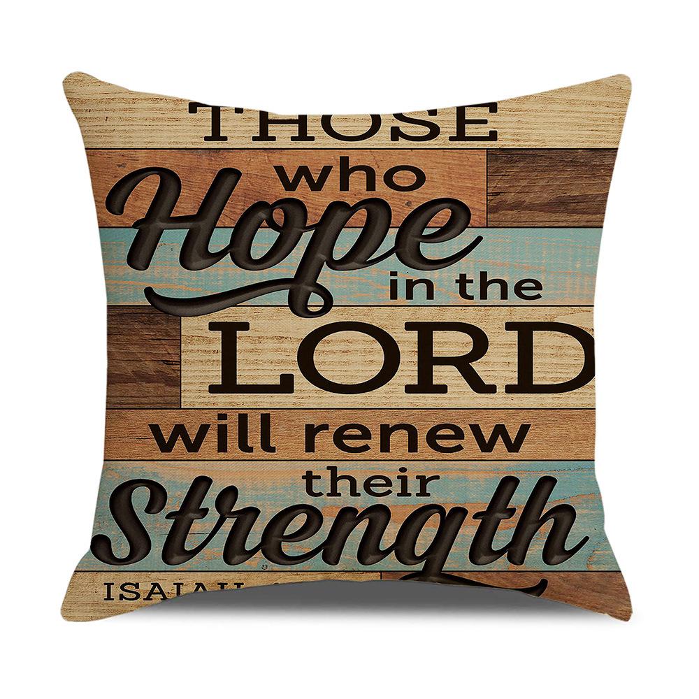 Retro American Wooden Board Letters Admonishment Digital Printing Linen Pillowcase New Home