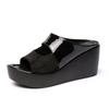 Summer New Women's Sandals Fashion Sequins High Heels Outdoor Sandals Ladies Wedge Heel Platform Slippers