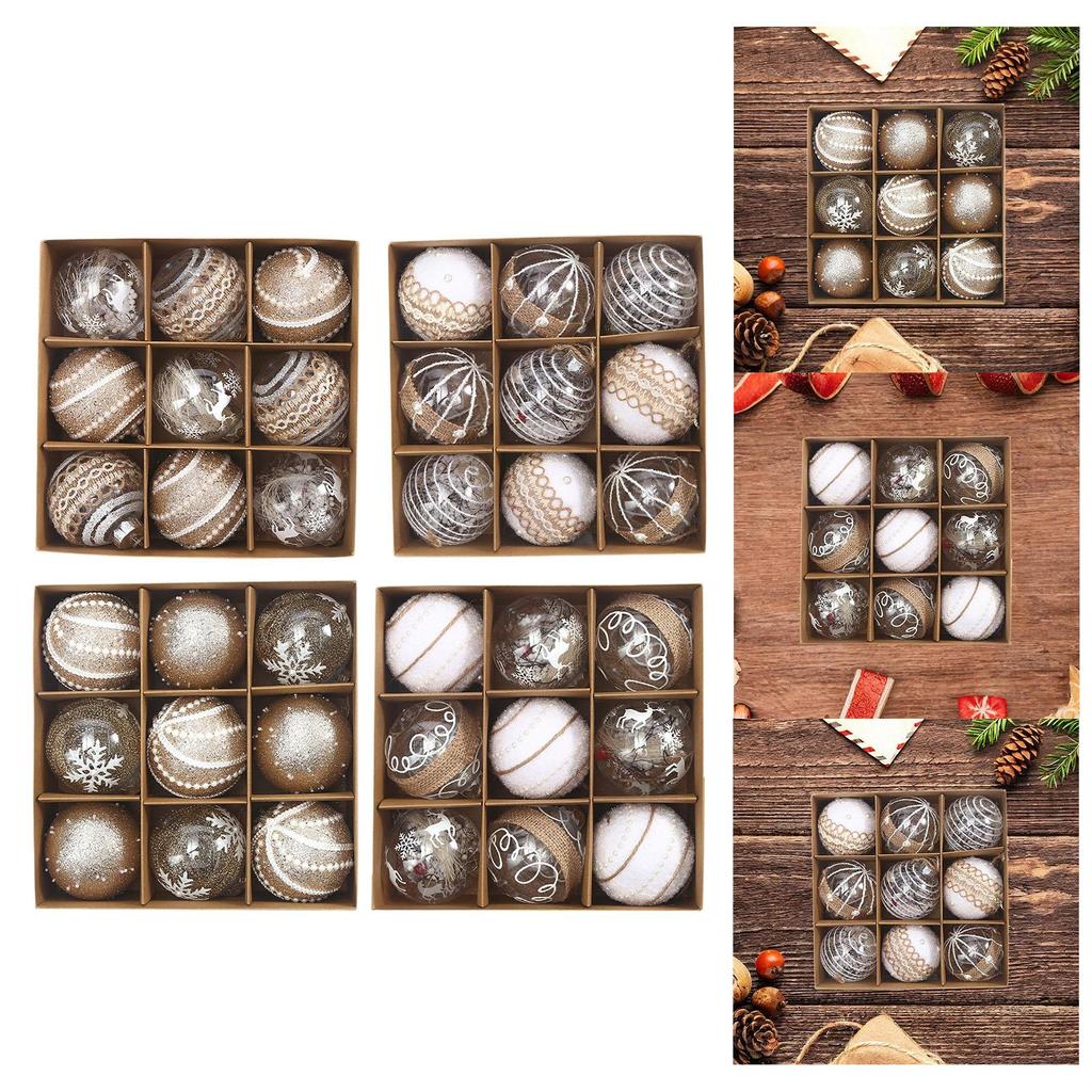 9Pcs Christmas Balls Ornaments New Year Holiday Xmas Tree Hanging Decoration