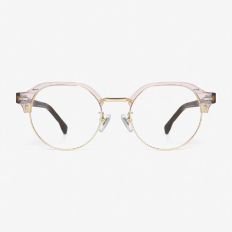 

aloeyewear [ALOXROUNZ] Round Panto Gold Frame ARA9102 C3 Peach/Leopard NONE