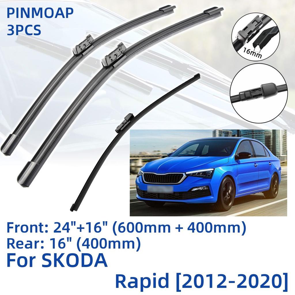 3PCS für SKODA Rapid 2012-2020 24"+16"+16" vorne hinten Wischerblätter Windschutzscheibe Windschutz Fensterschneider Zubehör 2014 2015 2016 2017 2018 2019 2020