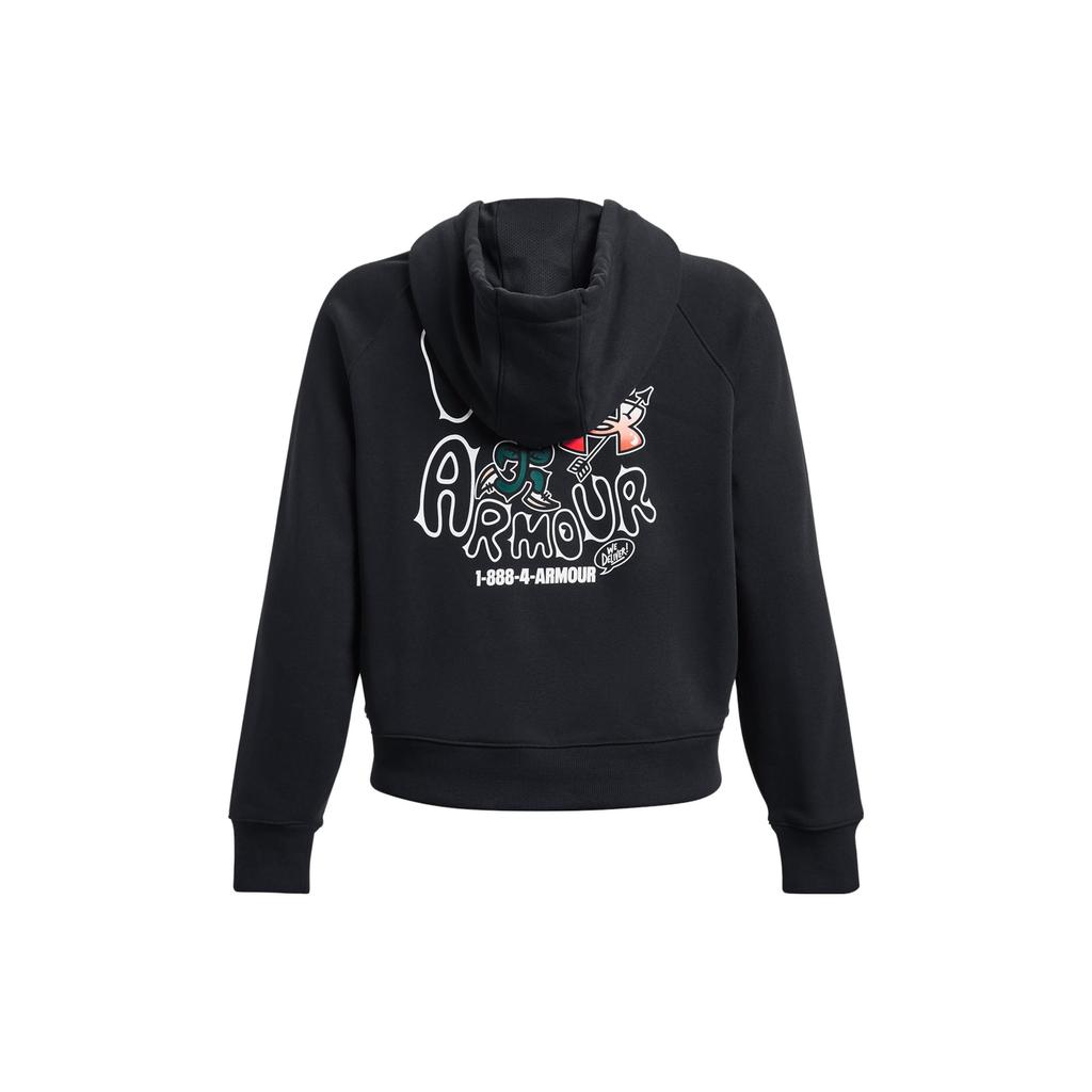 Under Armour Heavyweight Terry Cartoon Letter Logo Print Hoodie Women Tops Black 1379834-001