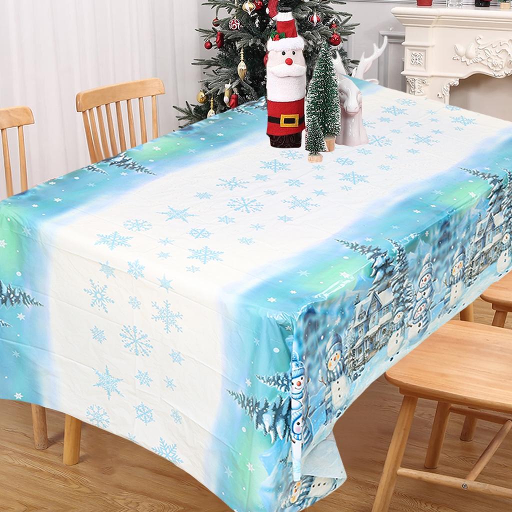 Christmas Blue Snowman Tablecloth Christmas Decoration for Home 2025 Table Cover Xmas Ornament Navidad Natal New Year Gift 2026