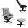 Fabric Recliner Sofa Armchair with Footstool Swivel Sofa Grey