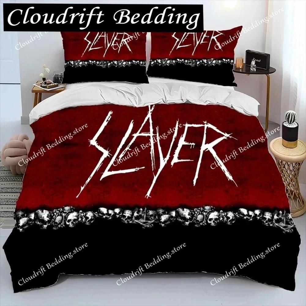 Slayer Heavy Metal Band Musik Bettdecke Bettwäsche-Set, Bettbezug Bett-Set Steppdeckenbezug Kissenbezug, King Queen Size Bettwäsche-Set Geschenk0