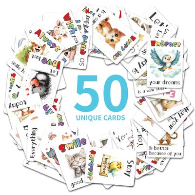 50 Salutations Animales, Cartes Textuelles, Cadeaux Créatifs, Livraison Décorative, Cartes de Vœux Chaleureuses