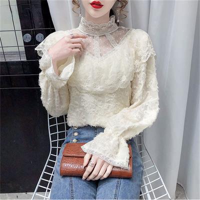Elegant Women's Summer Blouses Casual Woman Tops Women Lace Shirt Blouse Chemise Femme Blusas Long Sleeve Top Female Mujer