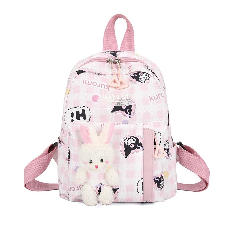 Kindergarten Cartoon Cute Student Schoolbag Children S Backpack Cute Rabbit Children S Bag розовый
