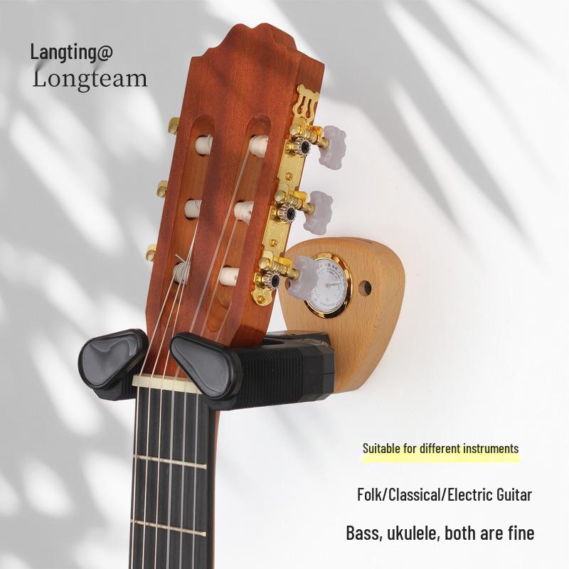 Beech Wood Guitar Hanger Wall Mount with Gravity Lock for Acoustic & Electric Instruments