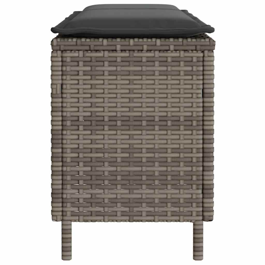Garden Bench with Cushion Gray 110x30x40.5 Cm Poly Rattan