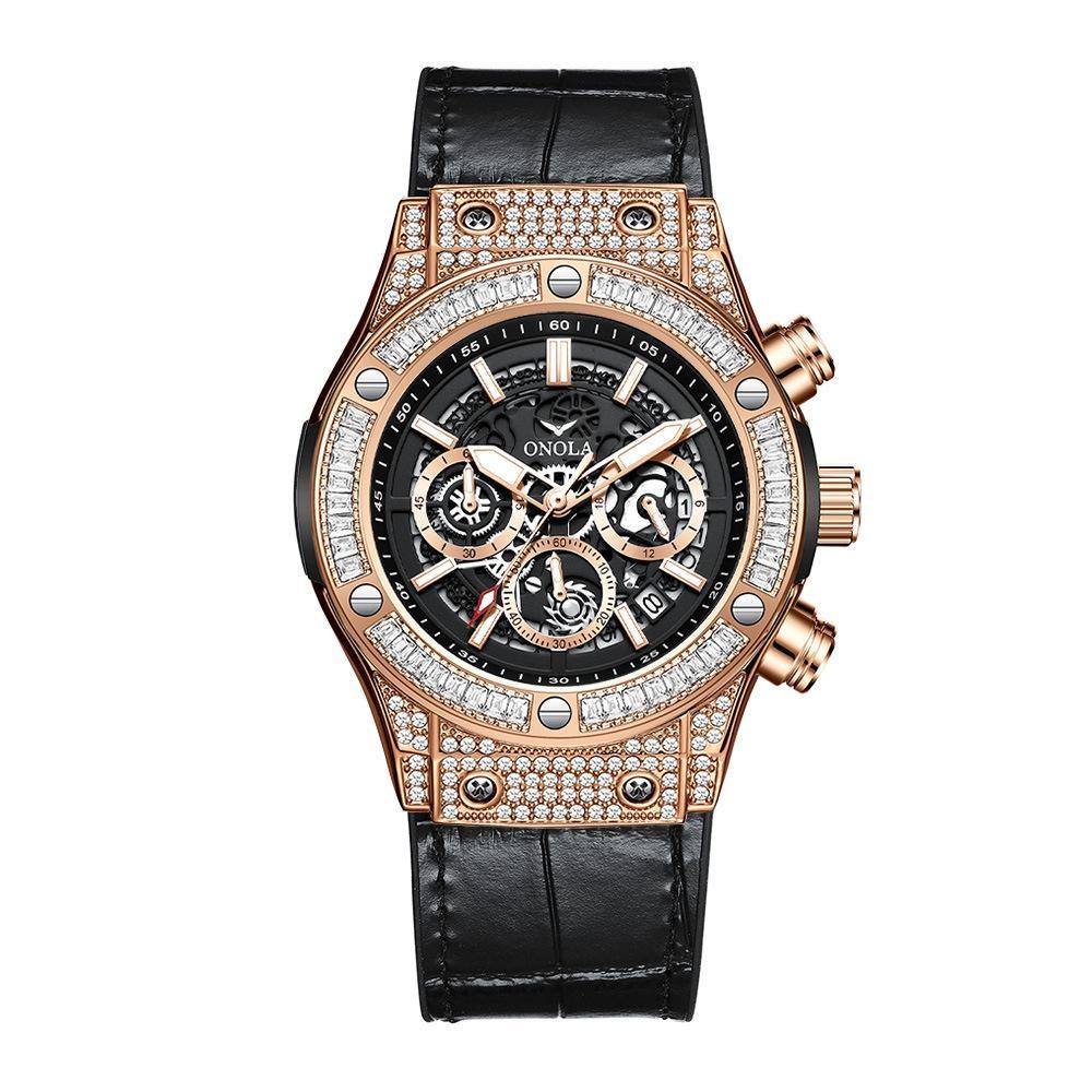 ONOLA Fashion Sports Luxury Men Wristwatch Date Waterproof Luminous Chronograph Man Watch Unique Leather Quartz Men's Watch