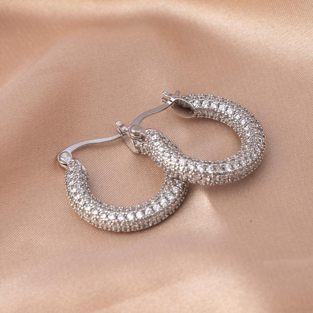 Luxury Silver Needle Zirconia Earrings for Women - Elegant Hoop Design for Square & Round Faces, Exquisite, Unique, Light, & Stylish.